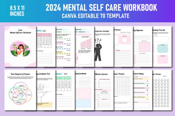 2024 Mental Self Care Workbook Canva KDP: A Practical, Customizable Tool for Consistent Self-Reflection