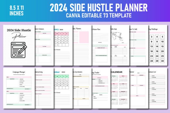 2024 Side Hustle Planner Canva KDP
