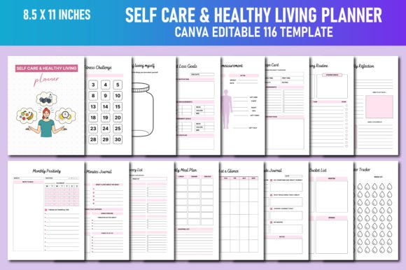 Self Care Healthy Living Planner Canva