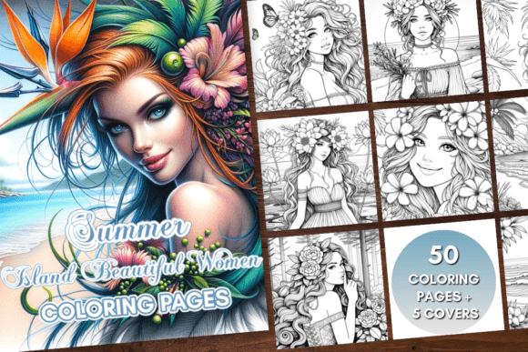 Summer Coloring - Island Beautiful Women